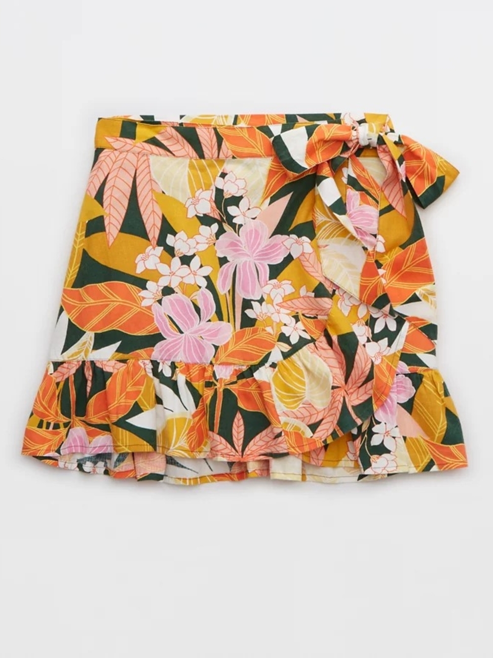 Aerie Floral Wrap Mini Skirt - Pink, Mustard & Green - Picture 7 of 10